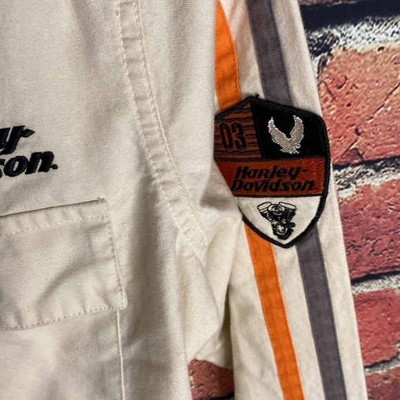 Harley Davidson Neutral Women’s Long Sleeve Button Up Top with Logos Size M/L - Picture 7 of 13
